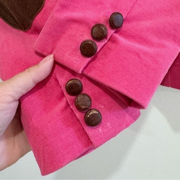 Lilly Pulitzer Pink Fuchsia Corduroy Blazer Elbow Patch Jacket Size M - Picture 9 of 13